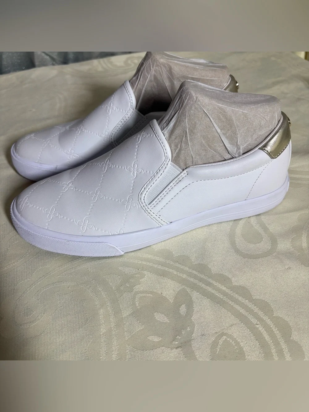 Nine West White Quilted Slip-On Sneakers - Women's Casual Shoes